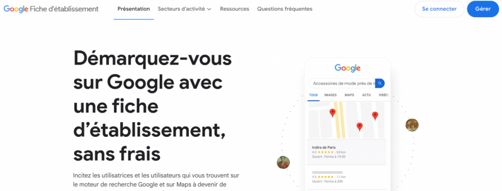 copie d'écran de la page de création d'une fiche établissement Google my Business