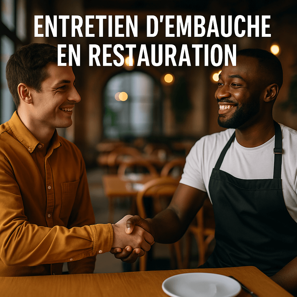 Un entretien d'embauche en restauration. Deux personnes serrent la main dans un restaurant