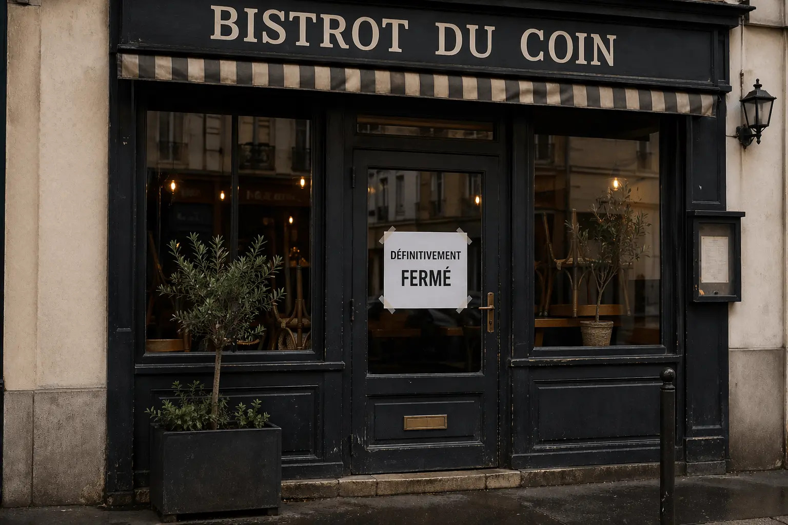 restaurant avec marqué 'définitivement fermé'