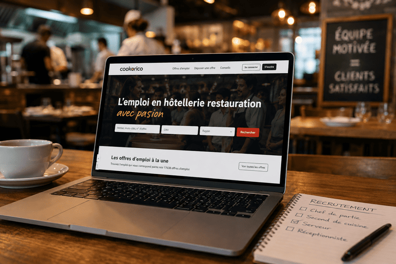 Cookorico avis ; l'interface web du site sur un ordinateur dans un restaurant